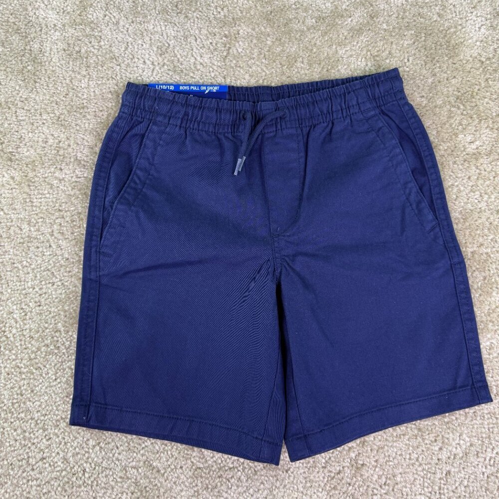 Gap Kids Boys Chino Shorts L Blue Stretch Soft Twill Elastic Waist E876